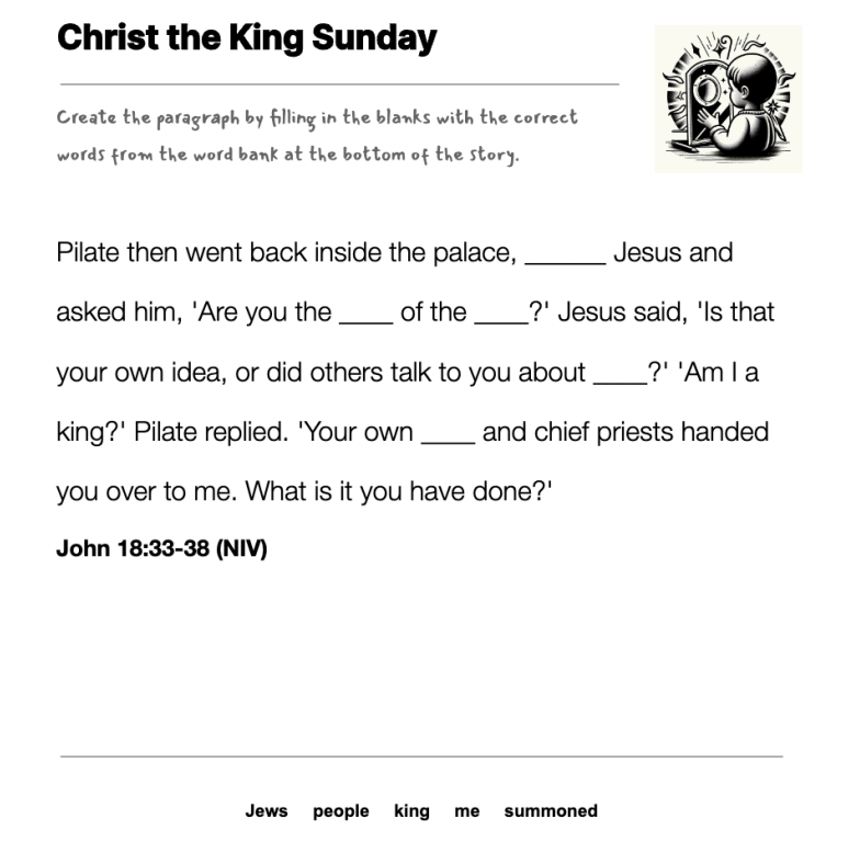 Christ the King Sunday fill-in-the-blank